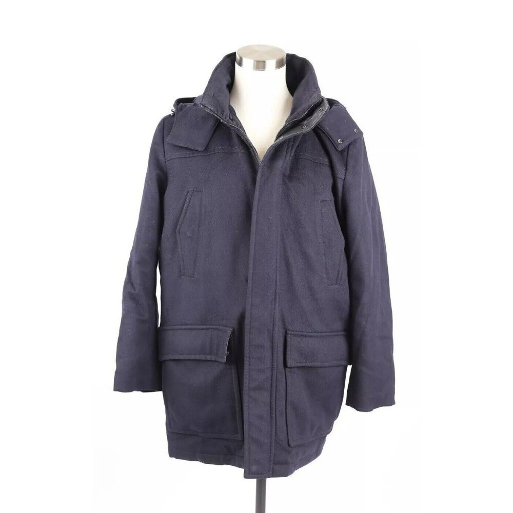 $2,495 Paul & Shark Loro Piana Cashmere Coat w/ Removable Hood SZ XL Navy NEW